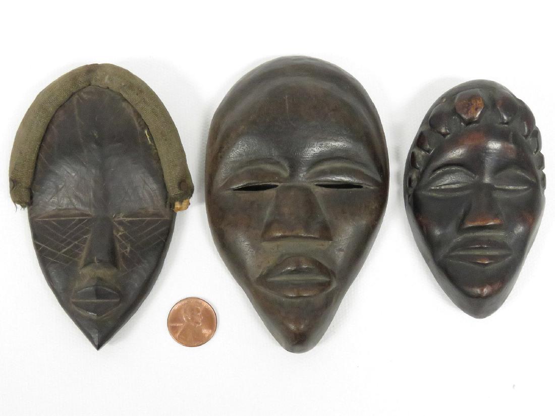 LOT (3) DAN, IVORY COAST, CARVED PASSPORT MASKS. HEIGHT (1 of 3)