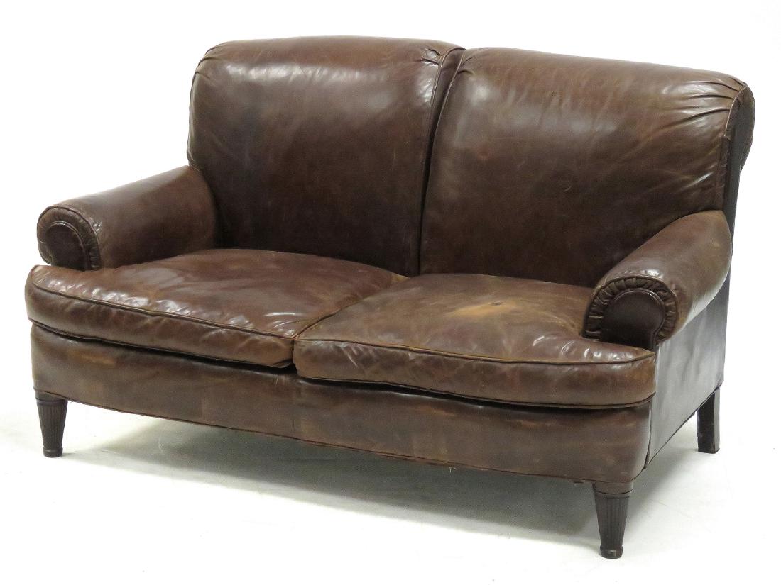 RALPH LAUREN LEATHER SOFA. HEIGHT 37"; LENGTH 64" (1 of 4)