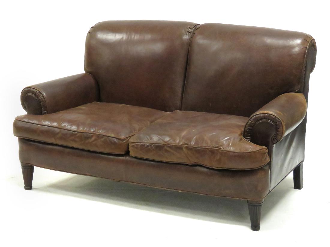 RALPH LAUREN LEATHER SOFA. HEIGHT 37"; LENGTH 64" (1 of 4)