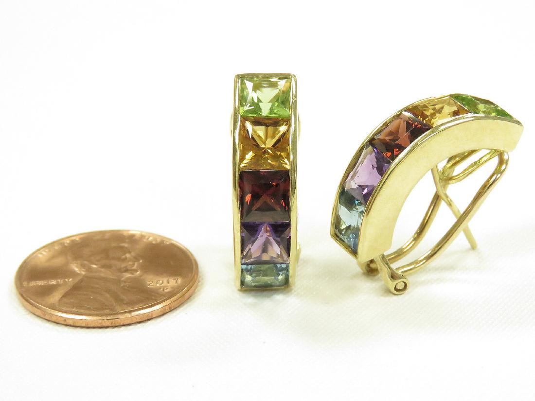 PAIR 750 YELLOW GOLD AND RAINBOW SEMI-PRECIOUS STONE (1 of 2)