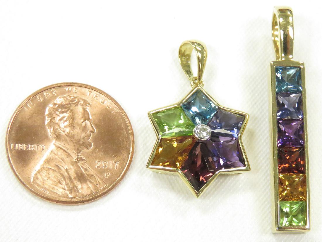 LOT (2) 750 (18K) YELLOW GOLD RAINBOW SEMI-PRECIOUS, (1 of 2)