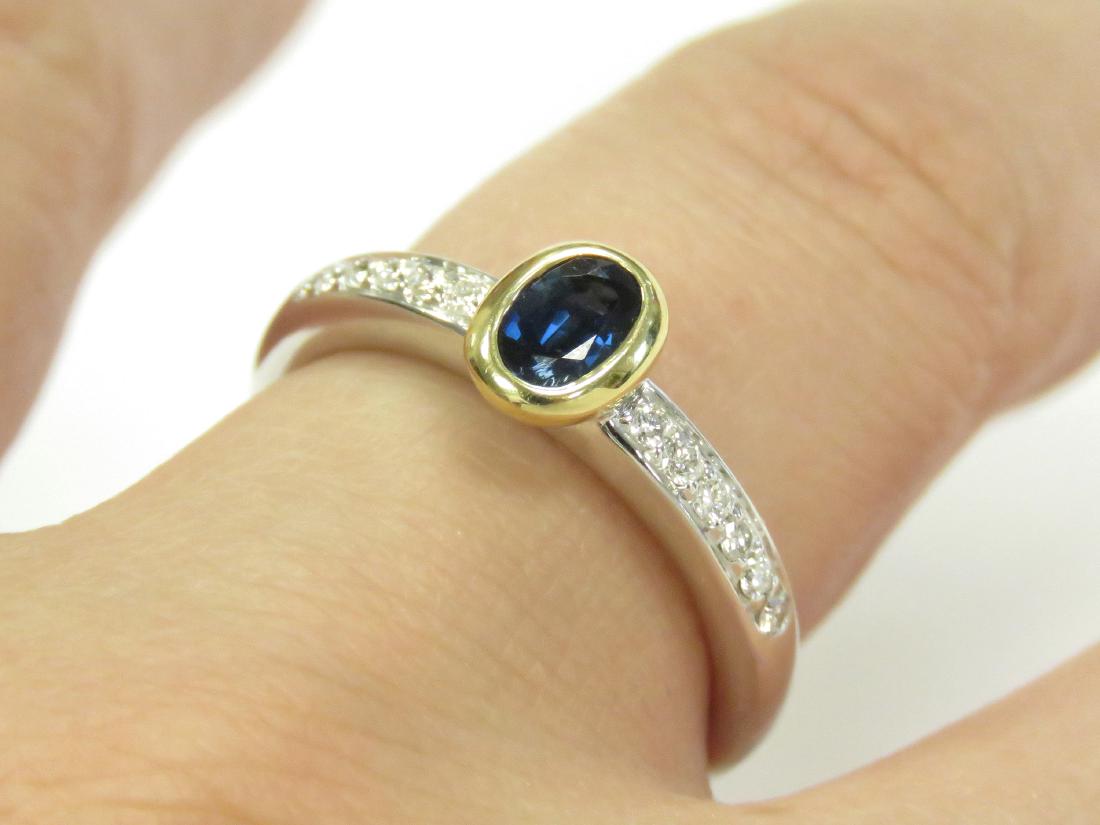 18K WHITE/YELLOW GOLD DIAMOND AND SAPPHIRE RING SET (1 of 3)