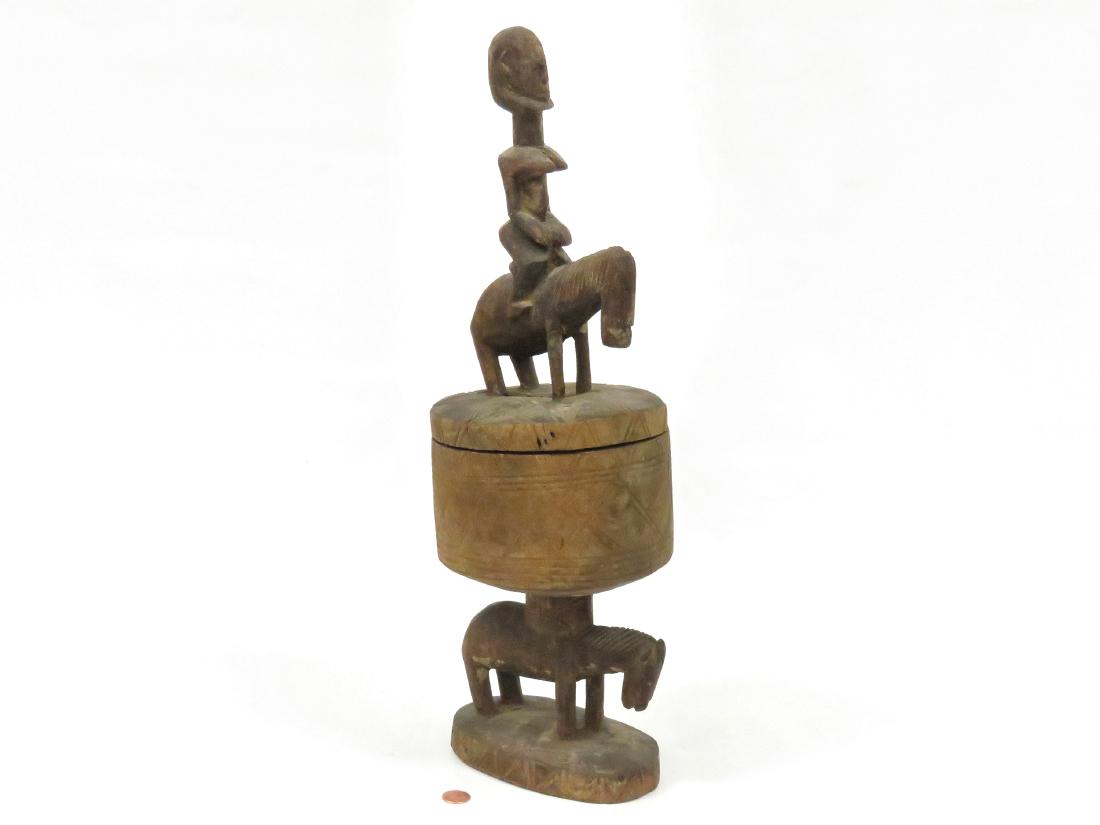 DOGON, MALI, CARVED FIGURAL FOOD CONTAINER. HEIGHT 20" (1 of 3)