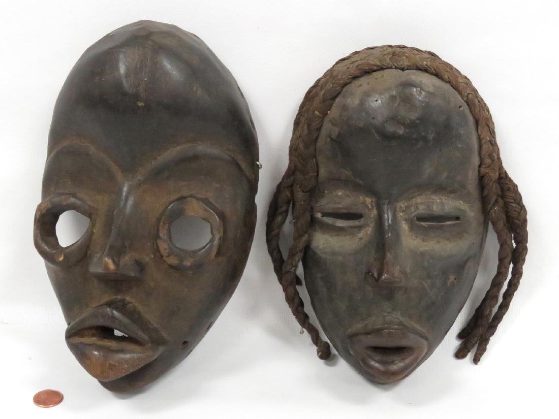 LOT (2) DAN, IVORY COAST, CARVED WOOD MASKS. HEIGHT 8 (1 of 4)