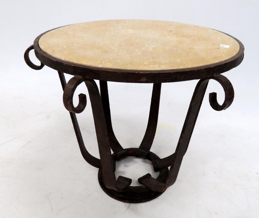 WROUGHT IRON BASE STAND WITH MARBLE TOP. HEIGHT 25"; (1 of 1)