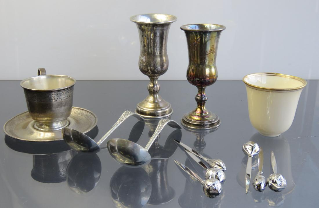LOT ASSORTED STERLING INCLUDING (2) KIDDISH CUPS, (2) (1 of 1)
