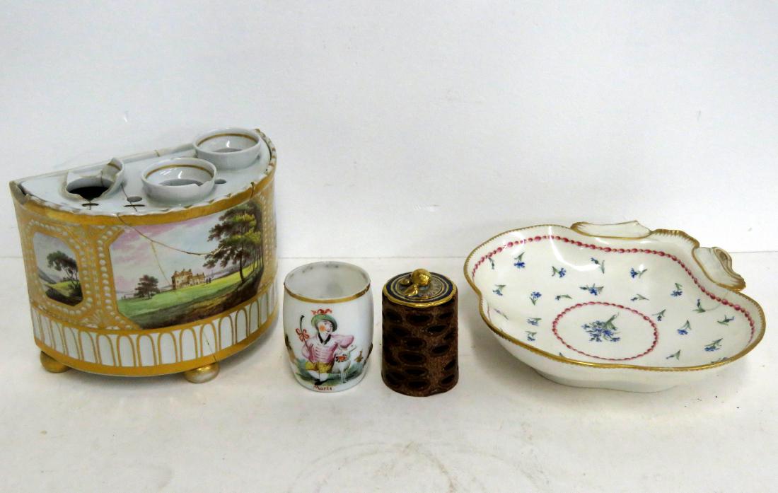 BOX LOT INCLUDING EARLY SPODE BOUGH POT, DERBY DISH, (1 of 1)