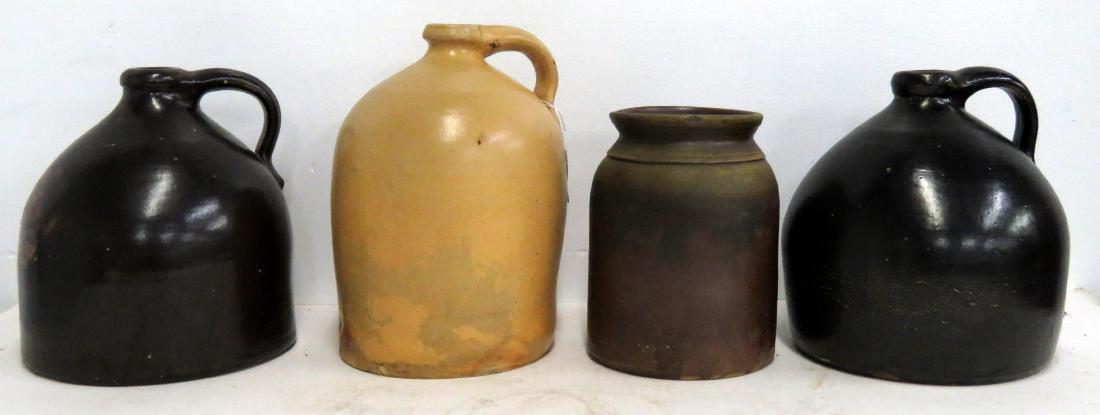 LOT (4) ASSORTED STONEWARE JUGS AND PRESERVE JAR, 19TH (1 of 1)