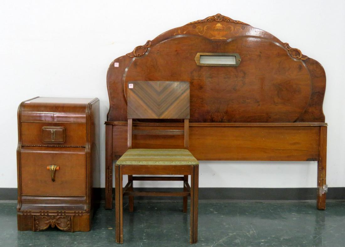 ART DECO SET INCLUDING BED, BED SIDE STAND (1 of 1)