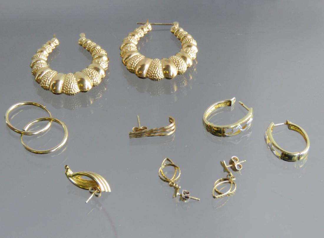 LOT (5) PAIR 14K YELLOW GOLD PIERCED EARRINGS. TWT (1 of 1)