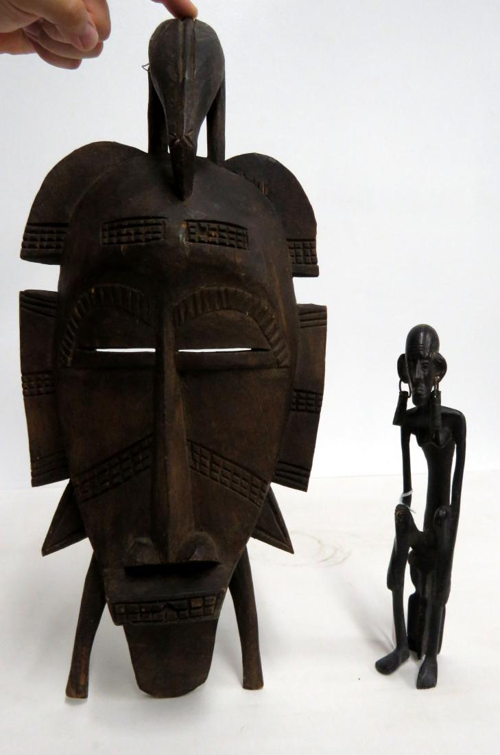 LOT (2) AFRICAN INCLUDING MASK AND BRONZE SEATED FIGURE (1 of 1)
