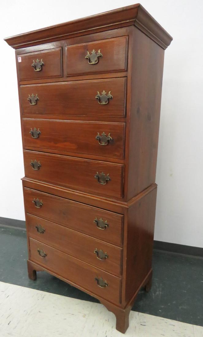 STAINED PINE CHEST ON CHEST. HEIGHT 62"; WIDTH 31" (1 of 1)