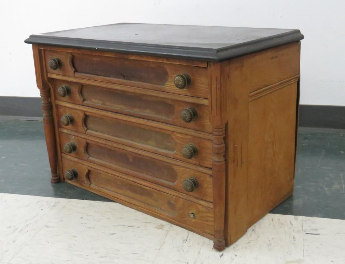 VICTORIAN OAK SPOOL CABINET WITH MARBLE-TOP, 19TH (1 of 1)