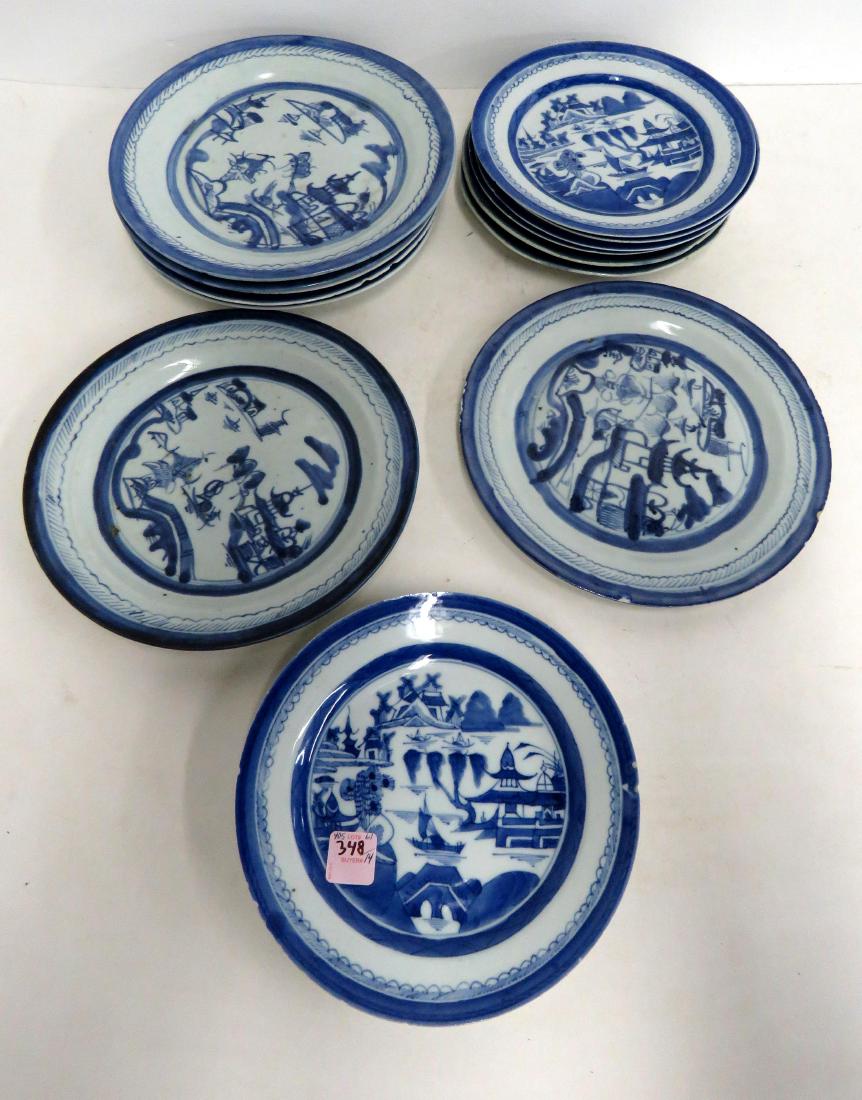 LOT (14) ASSORTED CHINESE EXPORT CANTON PLATES. (1 of 1)
