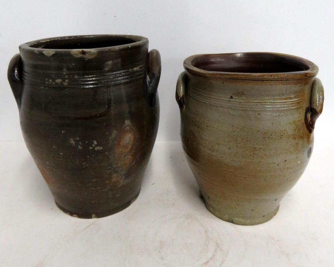 LOT (2) STONEWARE OVOID CROCKS, 18/19TH CENTURY. HEIGHT (1 of 1)
