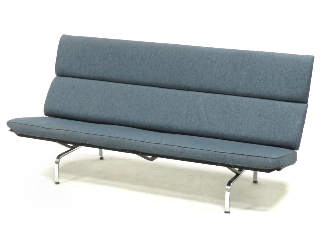 EAMES COMPACTA STYLE SOFA WITH NEW WEST ELM UPHOLSTERY. (1 of 5)