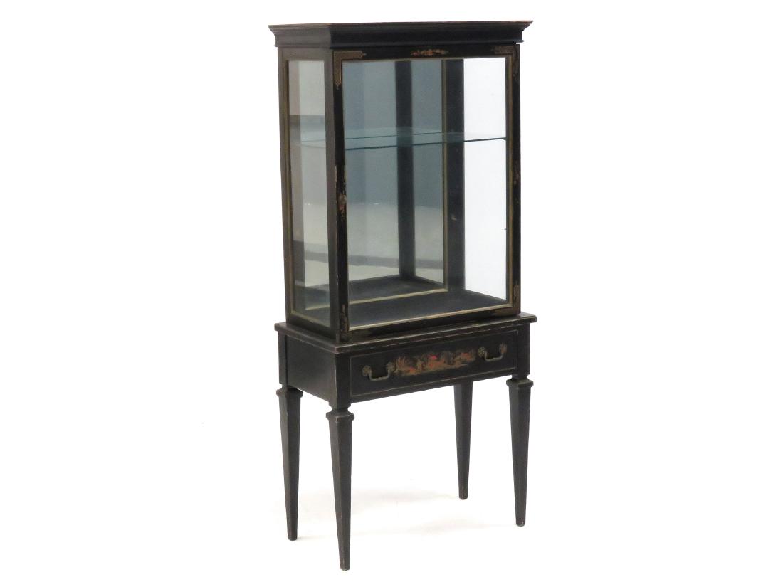 REGENCY STYLE CHINOISERIE DECORATED VITRINE. HEIGHT 60"; (1 of 3)