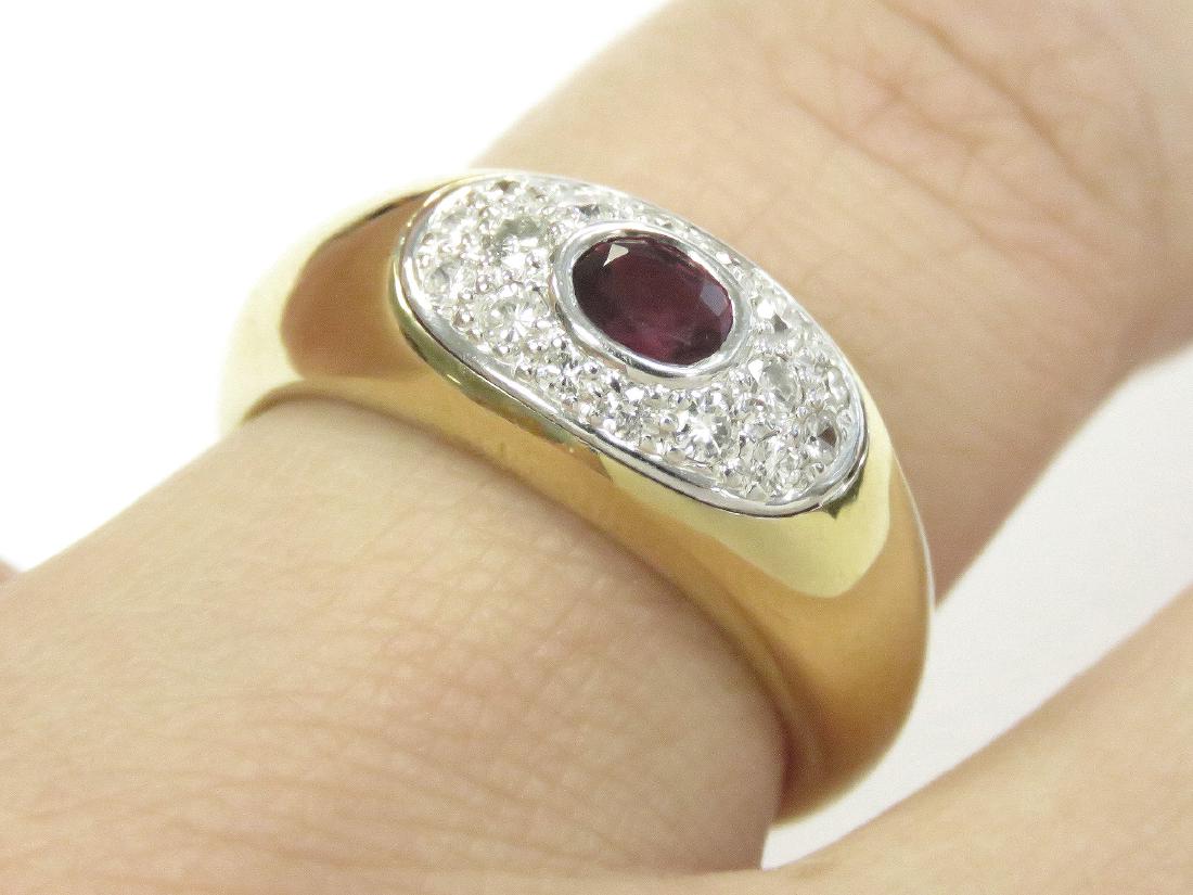 YELLOW/WHITE GOLD (TESTS 18K) RUBY AND DIAMOND RING. (1 of 3)