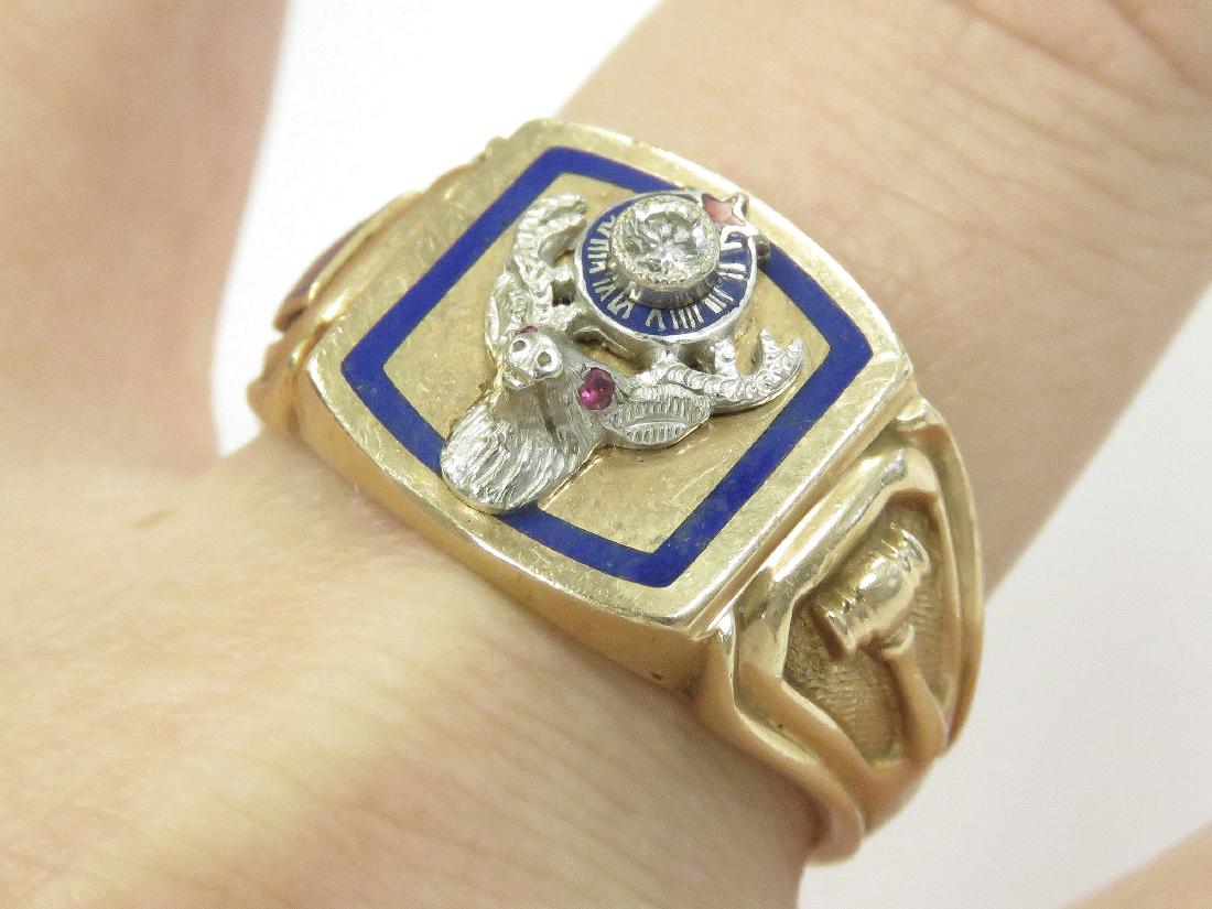 14K YELLOW GOLD, DIAMOND AND ENAMELED ELK'S FRATERNAL (1 of 3)