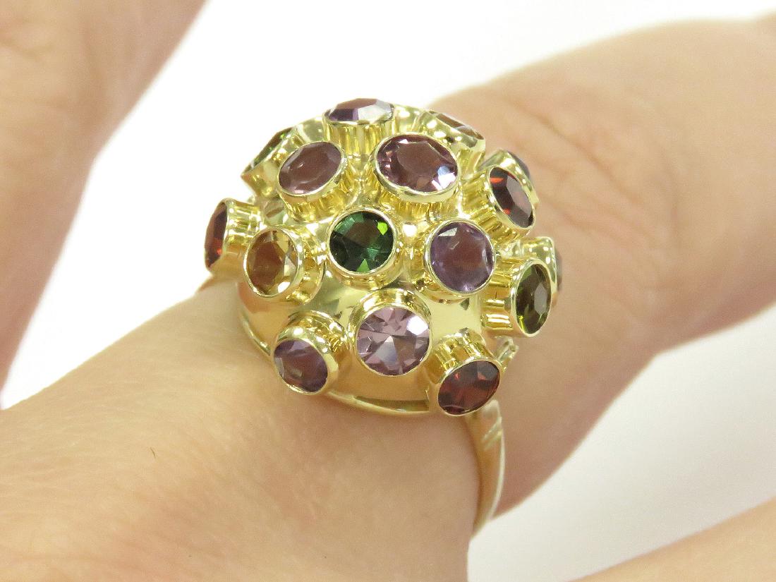 750 YELLOW GOLD AND RAINBOW SEMI-PRECIOUS, GEM-SET RING (1 of 3)