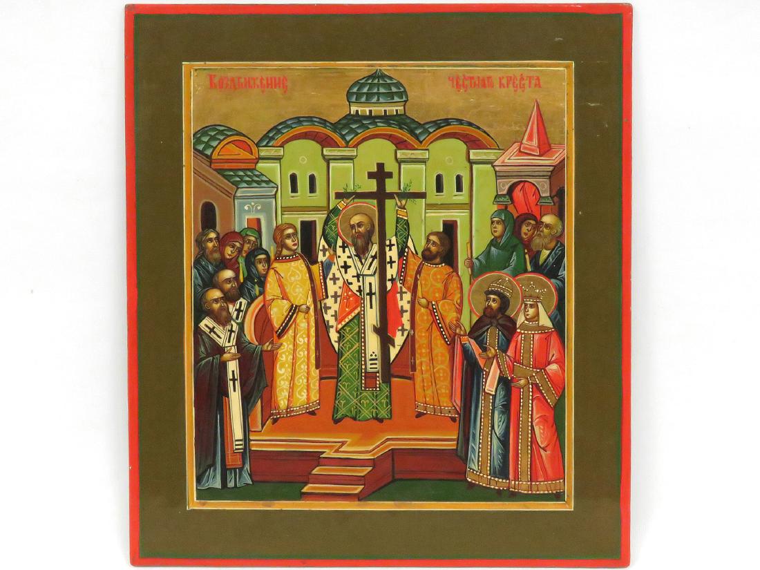 RUSSIAN HAND PAINTED ICON ON METAL (KOVCHEG). 14 1/2 X (1 of 4)