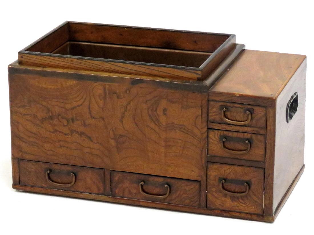 JAPANESE MT. ELM HIBACHI CABINET WITH COPPER INSERT, (1 of 4)