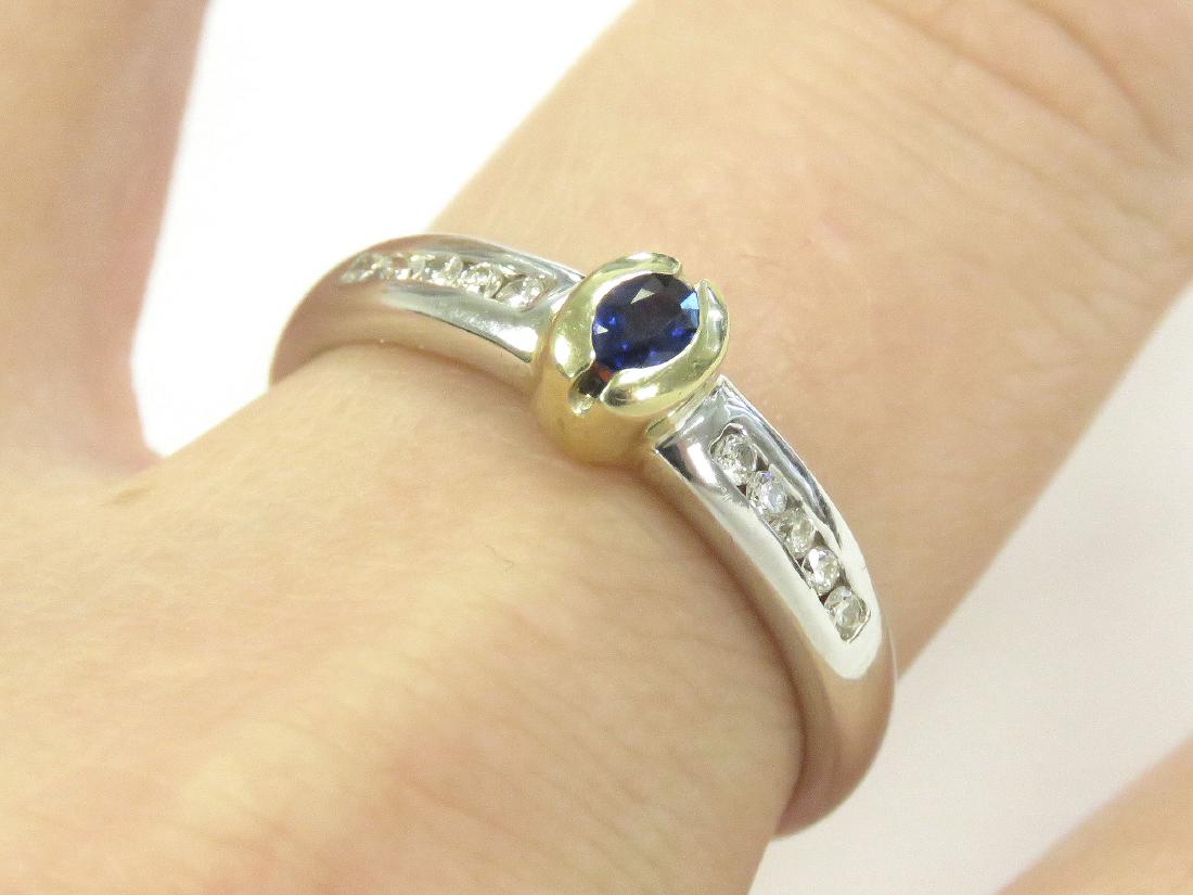 585 WHITE/YELLOW GOLD DIAMOND AND BLUE SAPPHIRE RING. (1 of 3)