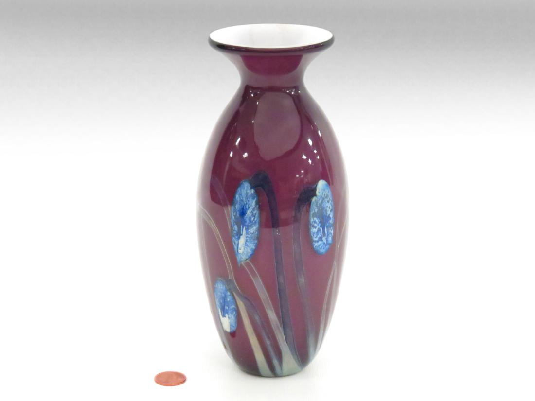 GLACIER CASED ART GLASS VASE, SIGNED #78-FV89. HEIGHT (1 of 5)