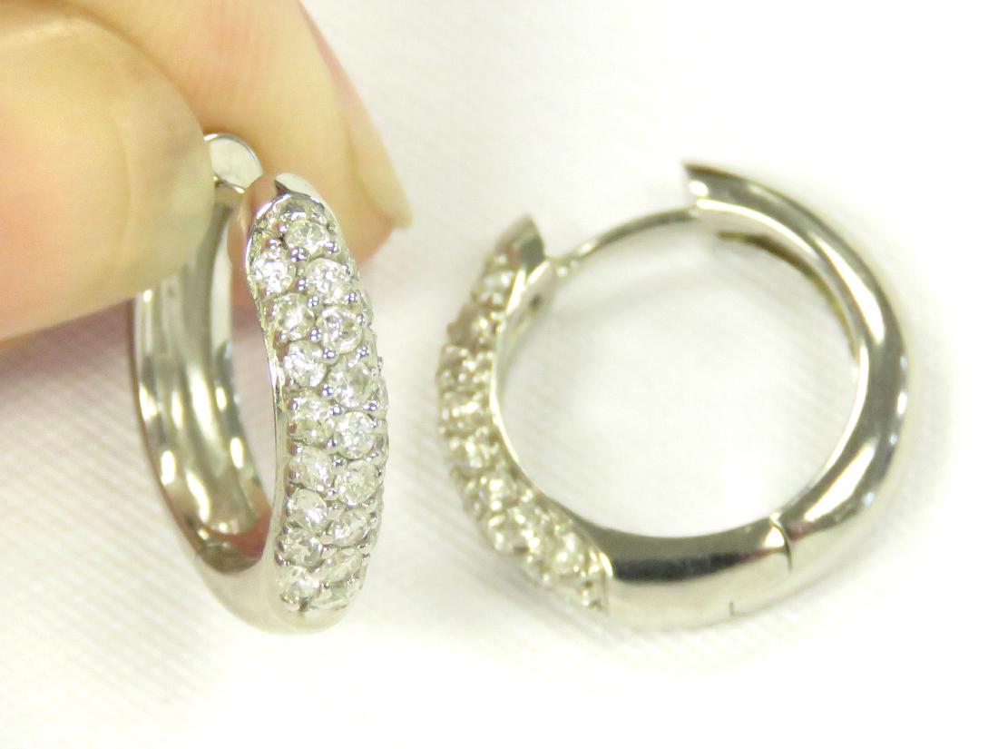 PAIR 18K WHITE GOLD DIAMOND HINGED PIERCED HOOP (1 of 2)