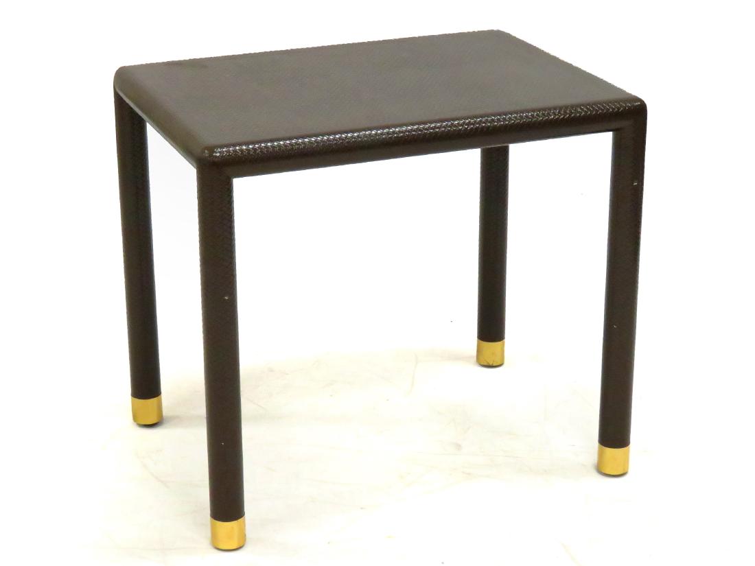 KARL SPRINGER LACQUERED TABLE, SIGNED. HEIGHT 27"; TOP (1 of 3)