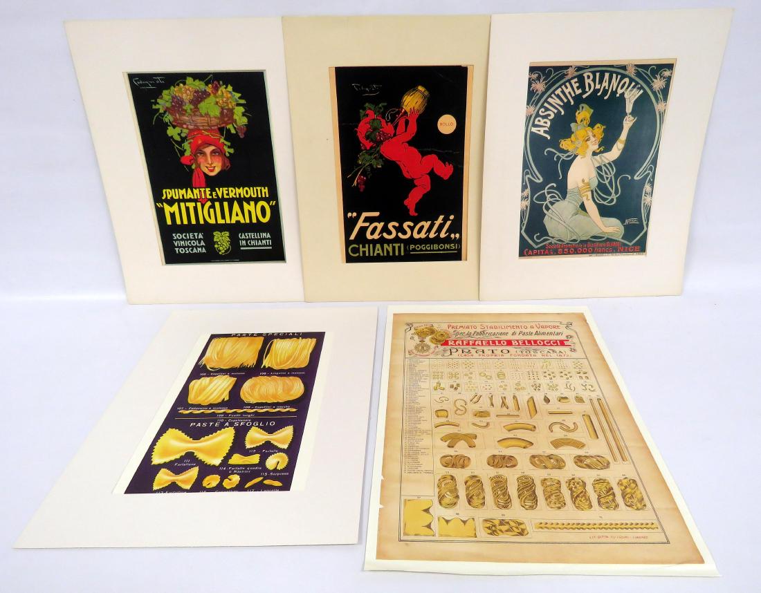 LOT (5) ASSORTED ITALIAN ADVERTISING POSTERS. LARGEST (1 of 1)