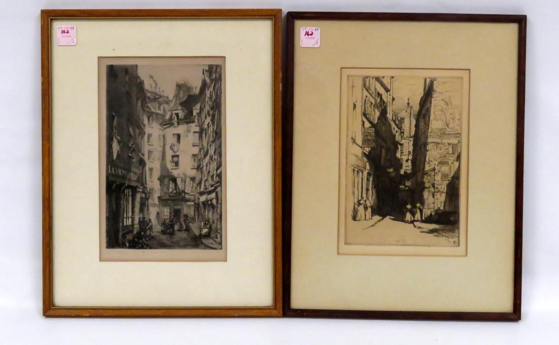 LOT (2) ETCHINGS, FRENCH STREET SCENES INCLUDING LOUIS (1 of 1)