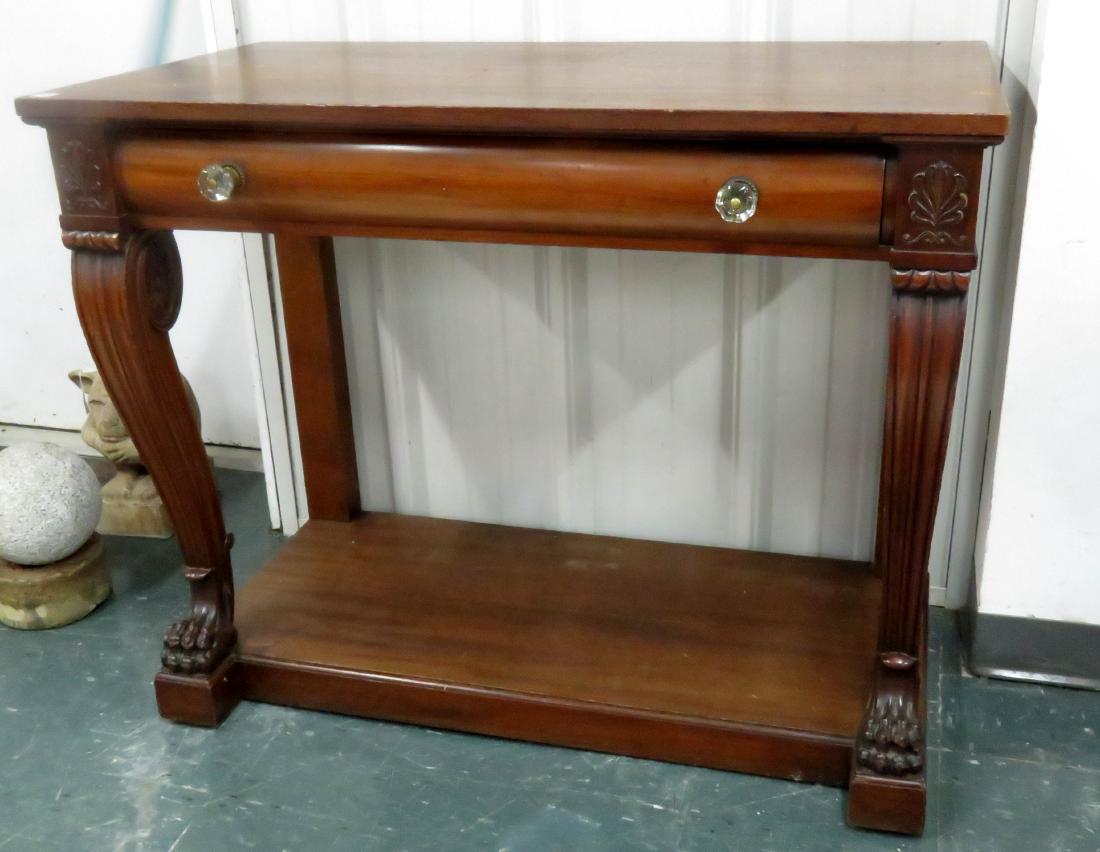 REGENCY STYLE CARVED MAHOGANY CONSOLE TABLE/SERVER. (1 of 2)