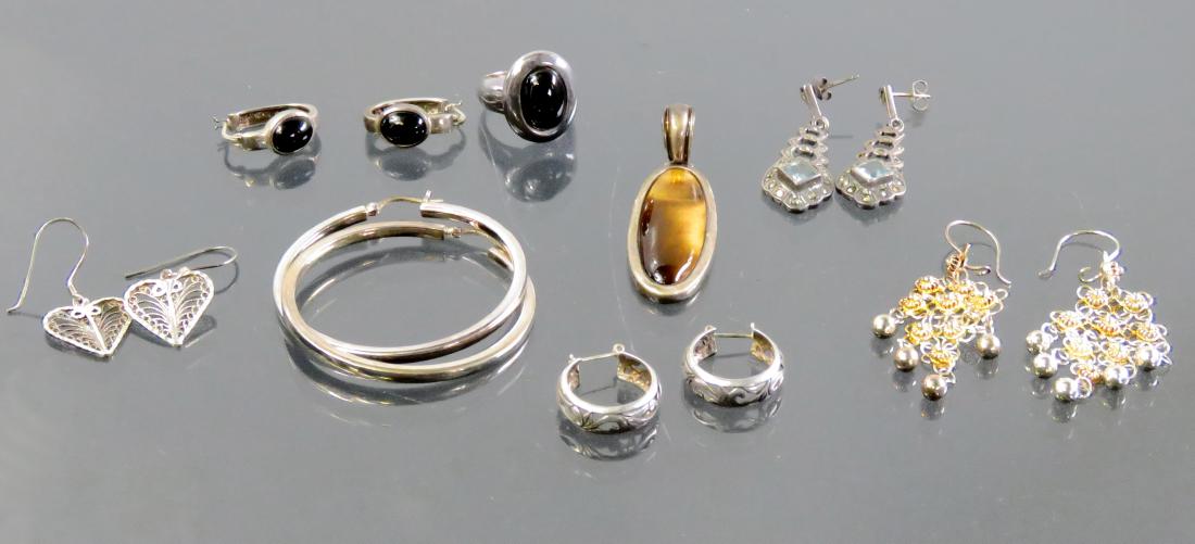 LOT ASSORTED STERLING JEWELRY- (6) PAIR PIERCED (1 of 1)