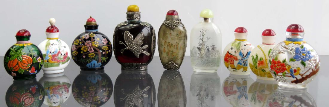 LOT (9) ASSORTED CHINESE SNUFF BOTTLES INCLUDING PEKING (1 of 4)