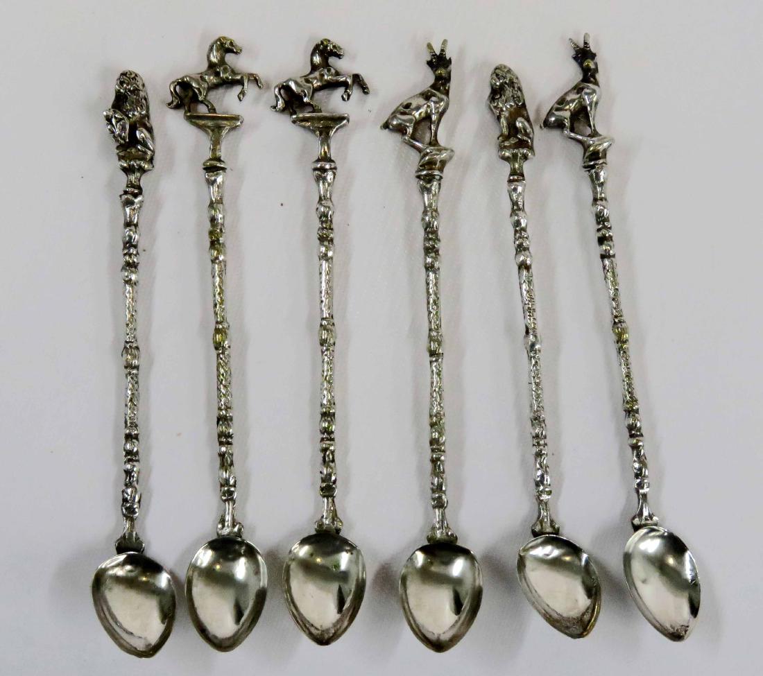 LOT (6) ITALIAN SILVER GILT BRASS FIGURAL TEASPOONS. (1 of 3)