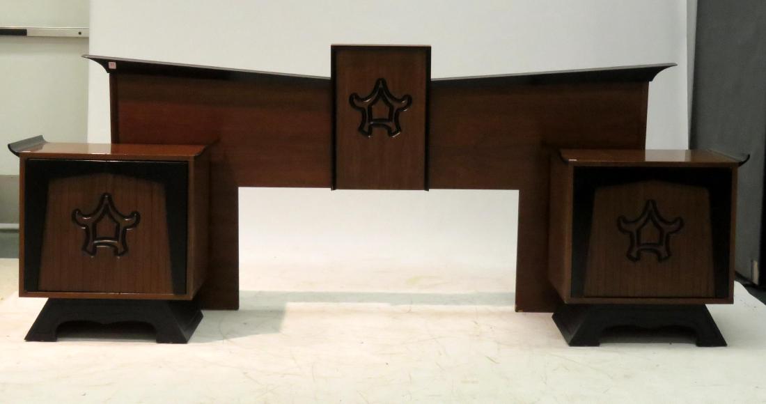 MID-CENTURY MODERN DESIGN WALNUT HEADBOARD, HEIGHT 40"; (1 of 1)