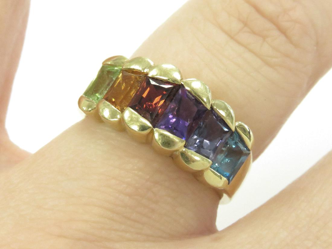 750 YELLOW GOLD AND RAINBOW SEMI-PRECIOUS, GEM-SET RING (1 of 3)