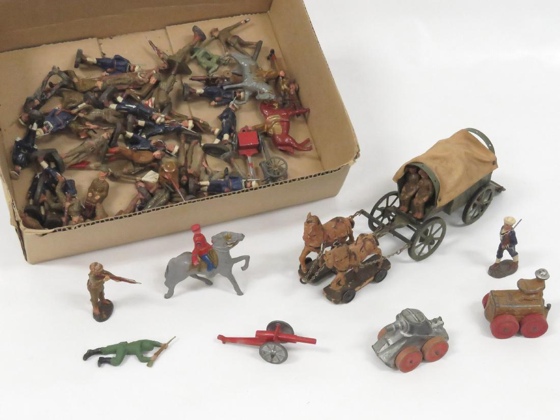 LOT ASSORTED MOSTLY VINTAGE ELASTOLIN MILITARY FIGURES (1 of 4)