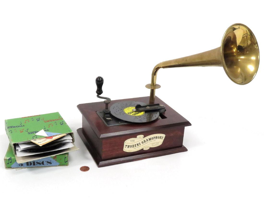 THORENS GRAMOPHONE DISC MUSIC BOX WITH (5) DISCS (1 of 3)