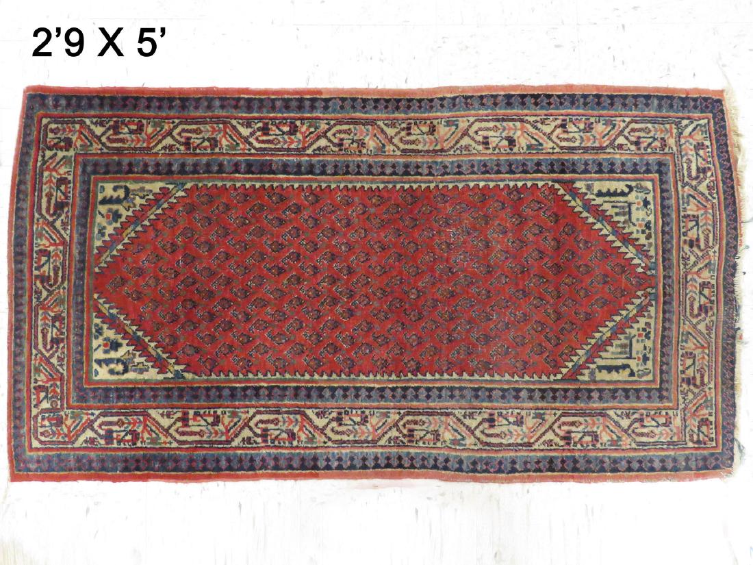 ANTIQUE PERSIAN SENNA RUG. 2'9" X 5' (1 of 4)