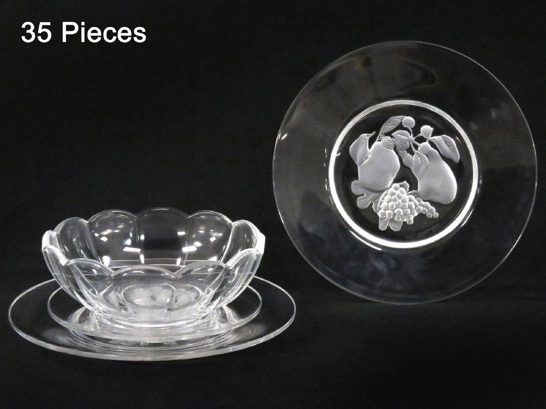 LOT (35) VAL ST. LAMBERT INTAGLIO CUT CRYSTAL DESSERT (1 of 3)