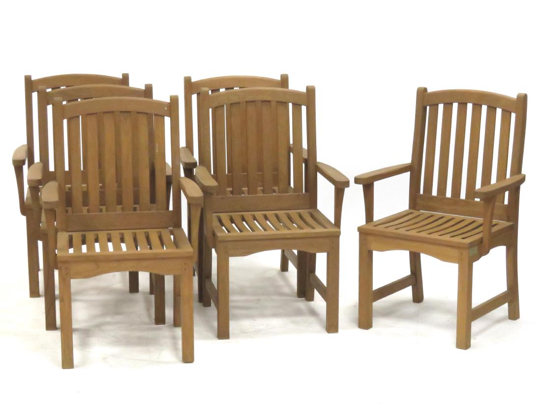 SET (6) COUNTRY CASUAL TEAK GARDEN ARMCHAIRS (1 of 3)