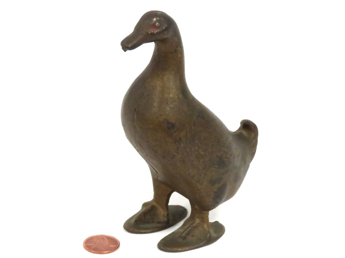 CAST IRON DUCK BANK, A.C. WILLIAMS, 1909. HEIGHT 5" (1 of 3)