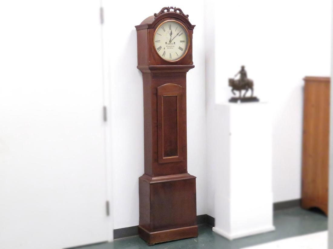 IRISH CARVED MAHOGANY TALL CASE CLOCK, DIAL SIGNED WM (1 of 3)