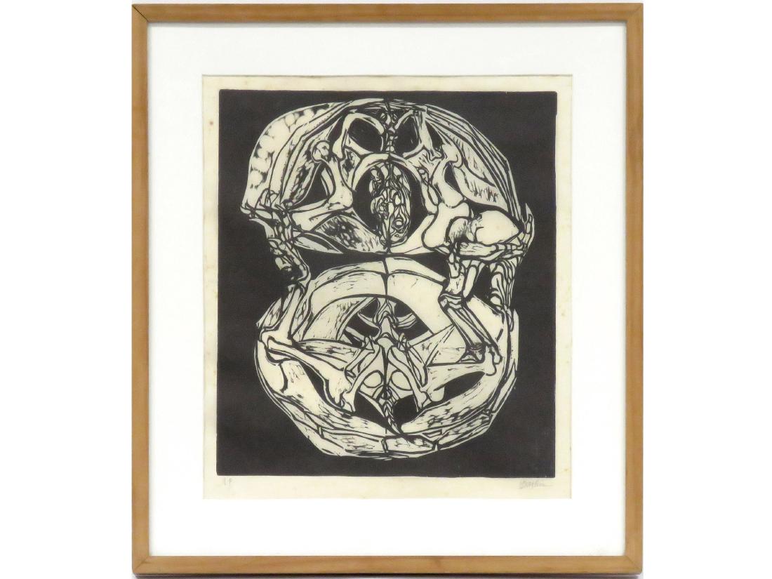 LEONARD BASKIN (AMERICAN 1922-2000), WOODCUT, UNTITLED, (1 of 2)