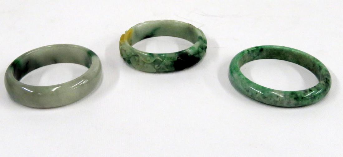 LOT (3) CHINESE JADE AND HARDSTONE BANGLE BRACELETS (1 of 2)