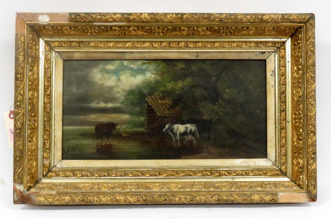 AMERICAN SCHOOL (20TH CENTURY), OIL ON CANVAS, COWS (1 of 1)
