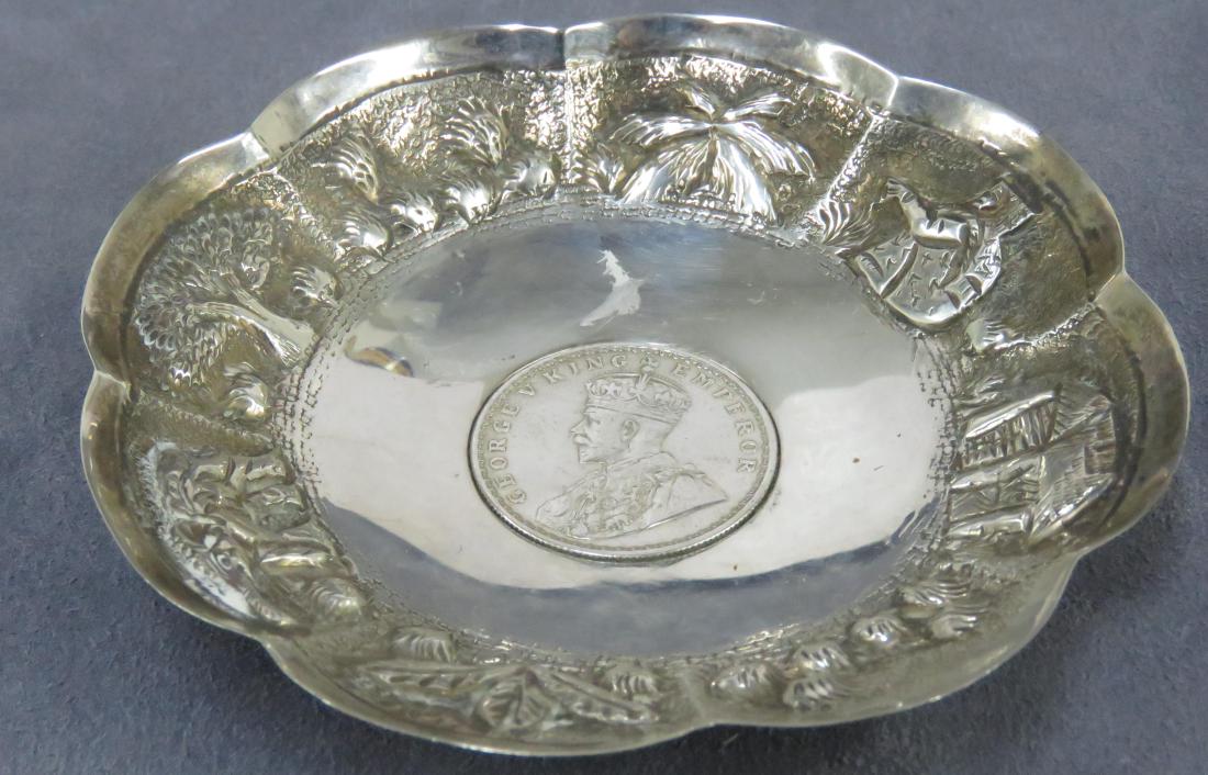 INDIAN REPOUSSE STERLING SILVER DISH WITH INSET 1916 (1 of 3)