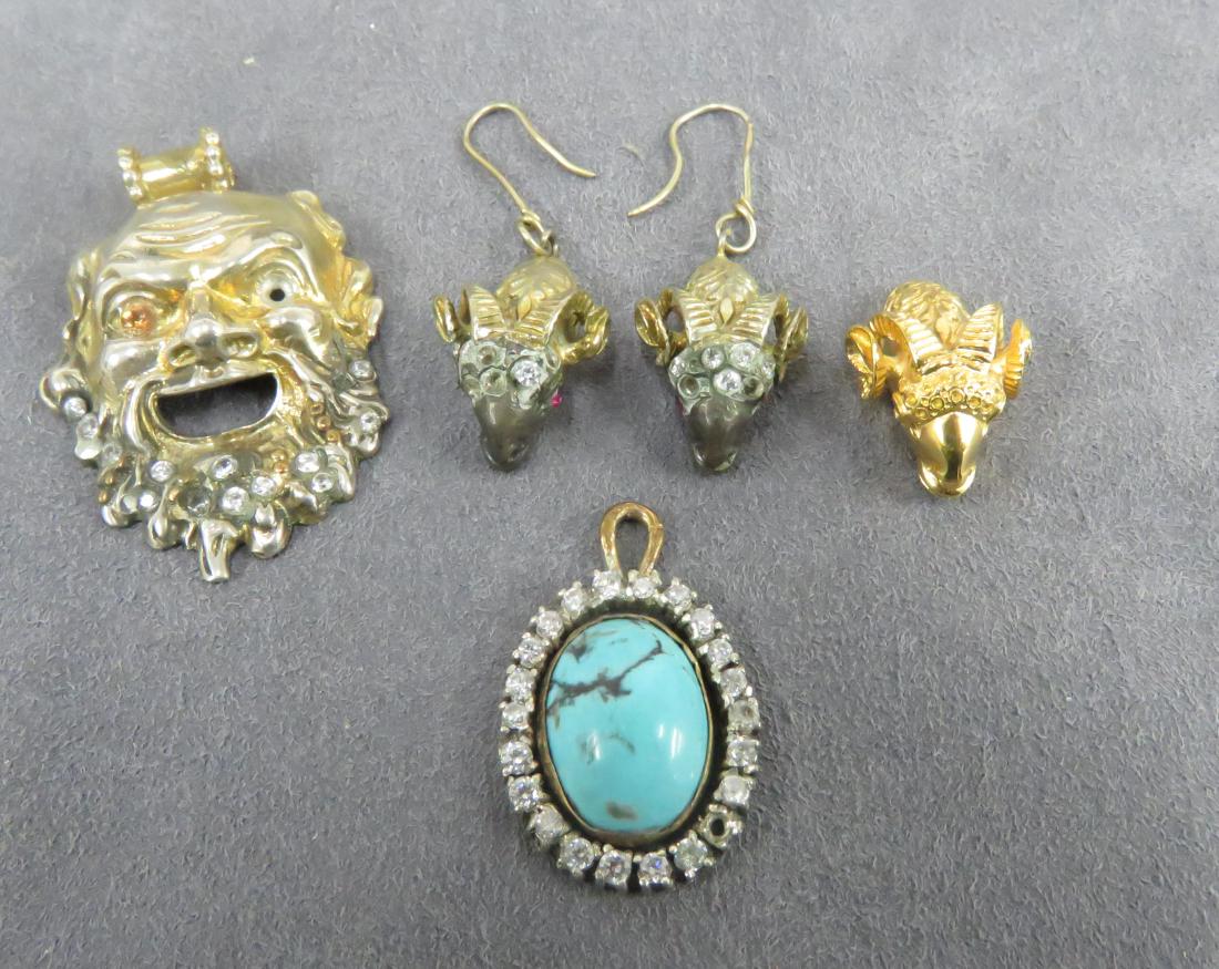 GLT SILVER JEWELRY INCLUDING RAM'S HEAD EARRINGS, ROMAN (1 of 1)